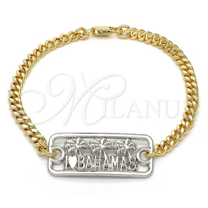 Pulsera Elegante 03.63.1838.08 Oro Laminado, Diseño de Ãrbol, Pulido, Dos Tonos (04 MM Thickness, 8 Inches Length)