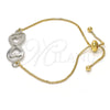 Pulsera Bolo Ajustable 03.63.1839.10 Oro Laminado, Diseño de Infinito y Corazón, Pulido, Dos Tonos (01 MM Thickness, 10 Inches Length)