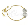 Pulsera Bolo Ajustable 03.63.1839.10 Oro Laminado, Diseño de Infinito y Corazón, Pulido, Dos Tonos (01 MM Thickness, 10 Inches Length)