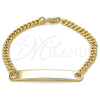 Pulsera con Placa 03.63.1840.08 Oro Laminado, Pulido, Tono Dorado (120 Gauge, 05 MM Thickness, 8 Inches Length)