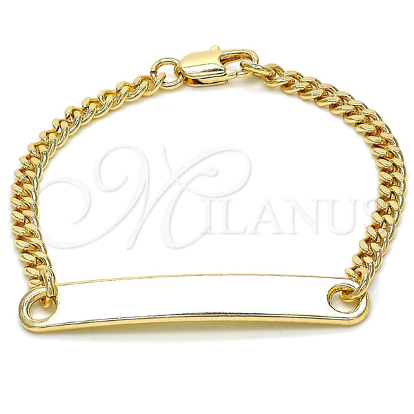 Pulsera con Placa 03.63.1841.06 Oro Laminado, Pulido, Tono Dorado (100 Gauge, 04 MM Thickness, 6 Inches Length)