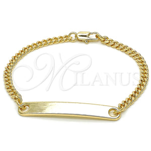 Pulsera con Placa 03.63.1841.08 Oro Laminado, Pulido, Tono Dorado (100 Gauge, 04 MM Thickness, 8 Inches Length)