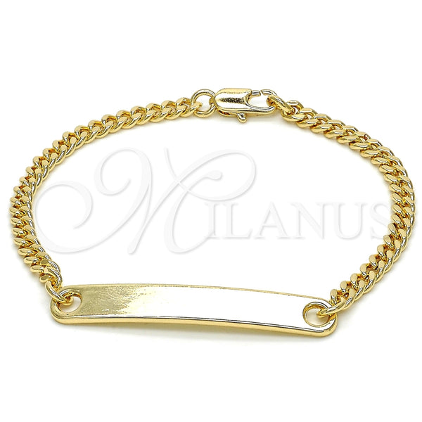 Pulsera con Placa 03.63.1841.08 Oro Laminado, Pulido, Tono Dorado (100 Gauge, 04 MM Thickness, 8 Inches Length)