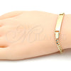 Pulsera con Placa 5.227.013.1.06 Oro Laminado, Diseño de Cubana, Pulido, Tono Dorado (Grosor 04.4 MM, 6 Pulgadas de Largo)