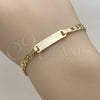 Pulsera con Placa 5.227.013.1.06 Oro Laminado, Diseño de Cubana, Pulido, Tono Dorado (Grosor 04.4 MM, 6 Pulgadas de Largo)