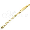 Pulsera con Placa 03.63.1847.08 Oro Laminado, Pulido, Tono Dorado (05 MM Thickness, 8 Inches Length)