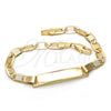 Pulsera con Placa 03.63.1847.08 Oro Laminado, Pulido, Tono Dorado (05 MM Thickness, 8 Inches Length)