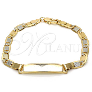Pulsera con Placa 03.63.1847.08 Oro Laminado, Pulido, Tono Dorado (05 MM Thickness, 8 Inches Length)
