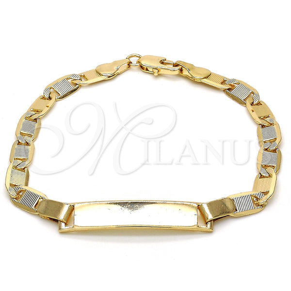 Pulsera con Placa 03.63.1847.08 Oro Laminado, Pulido, Tono Dorado (05 MM Thickness, 8 Inches Length)