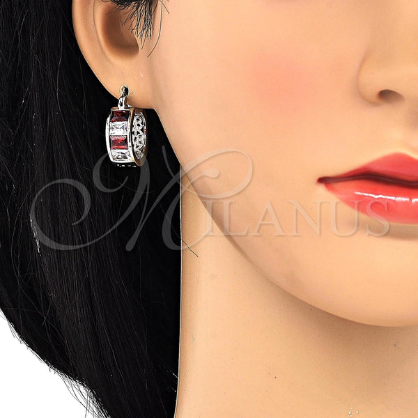 Argolla Pequeña 02.185.0001.9.20 Rodio Laminado, con Zirconia Cubica Granate y Blanca, Pulido, Rodinado