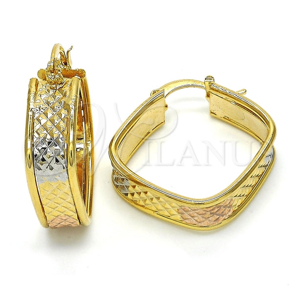 Argolla Mediana 02.100.0065.1.30 Oro Laminado, Diamantado, Tres Tonos