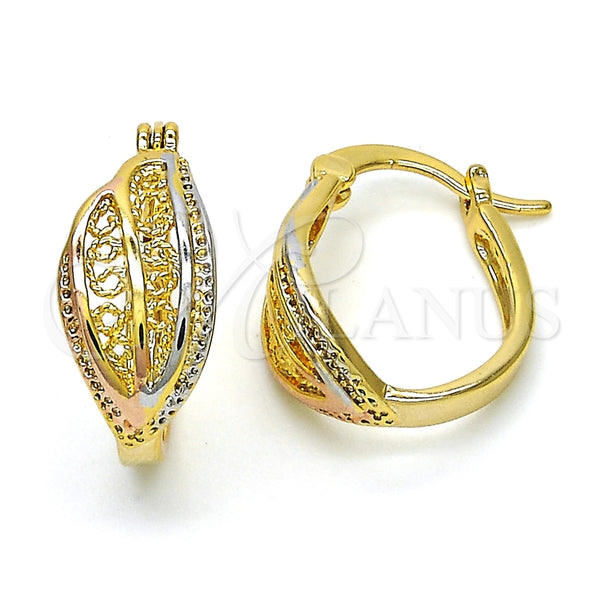 Argolla Pequeña 02.100.0066.1.15 Oro Laminado, Pulido, Tres Tonos