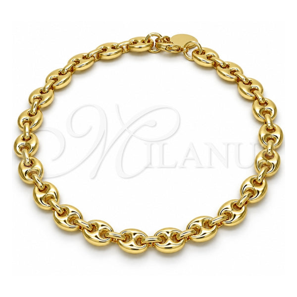 Tobillera Elegante 04.63.1311.10 Oro Laminado, Diseño de Puff Mariner, Pulido, Tono Dorado (Grosor 07.8 MM, 10 Pulgadas de Largo)