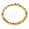 Tobillera Elegante 04.63.1311.10 Oro Laminado, Diseño de Puff Mariner, Pulido, Tono Dorado (Grosor 07.8 MM, 10 Pulgadas de Largo)