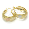 Argolla Pequeña 02.106.0003.1.20 Oro Laminado, Diseño de Llave Griega, Pulido, Tres Tonos
