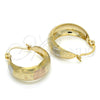 Argolla Pequeña 02.106.0003.1.20 Oro Laminado, Diseño de Llave Griega, Pulido, Tres Tonos