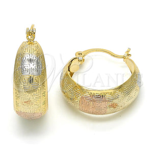 Argolla Pequeña 02.106.0003.1.20 Oro Laminado, Diseño de Llave Griega, Pulido, Tres Tonos