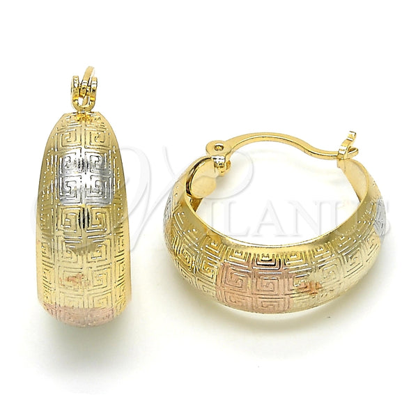 Argolla Pequeña 02.106.0003.1.20 Oro Laminado, Diseño de Llave Griega, Pulido, Tres Tonos