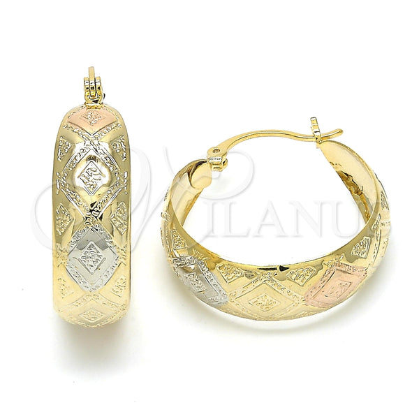 Argolla Mediana 02.106.0004.1.30 Oro Laminado, Pulido, Tres Tonos