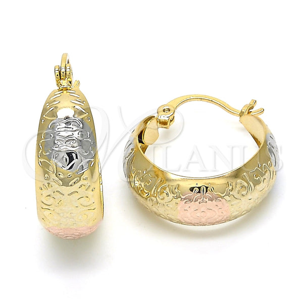 Argolla Pequeña 02.106.0009.1.20 Oro Laminado, Pulido, Tres Tonos