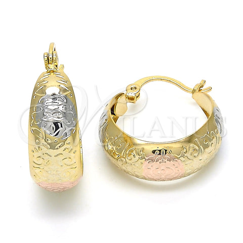 Argolla Pequeña 02.106.0009.1.20 Oro Laminado, Pulido, Tres Tonos