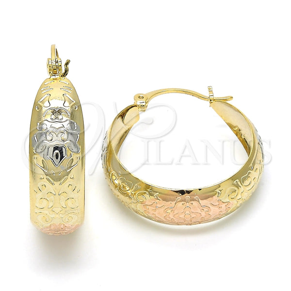 Argolla Mediana 02.106.0009.1.30 Oro Laminado, Pulido, Tres Tonos