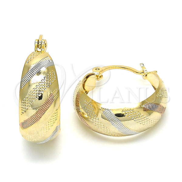 Argolla Pequeña 02.106.0011.1.20 Oro Laminado, Pulido, Tres Tonos