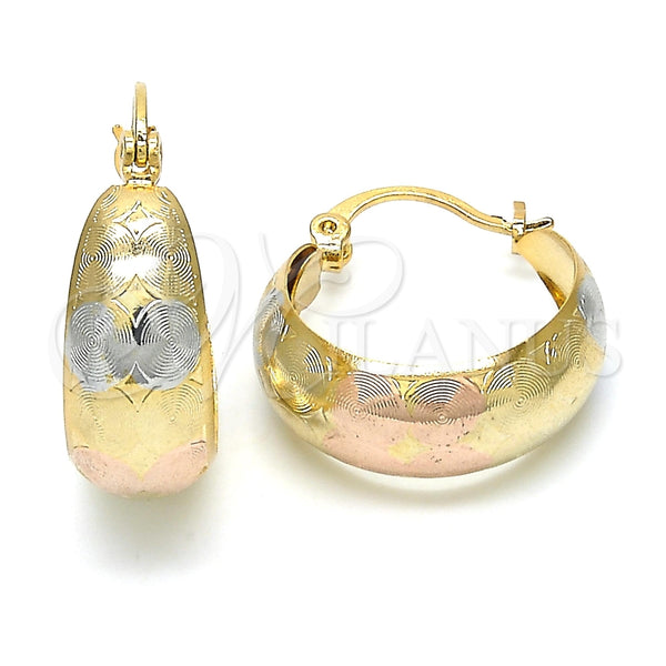 Argolla Pequeña 02.106.0012.1.20 Oro Laminado, Pulido, Tres Tonos