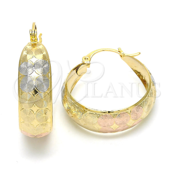 Argolla Mediana 02.106.0012.1.30 Oro Laminado, Pulido, Tres Tonos