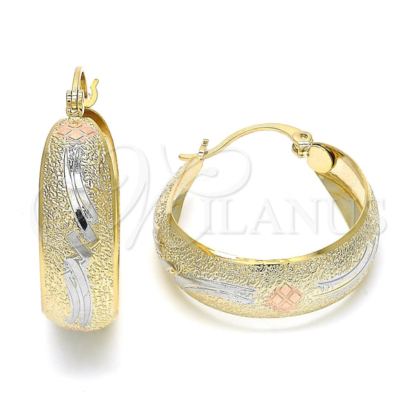Argolla Mediana 02.106.0013.1.30 Oro Laminado, Mate, Tres Tonos