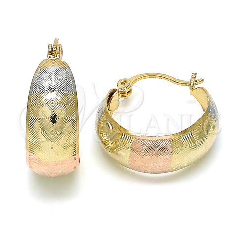 Argolla Pequeña 02.106.0014.1.20 Oro Laminado, Pulido, Tres Tonos