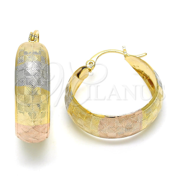 Argolla Mediana 02.106.0014.1.30 Oro Laminado, Pulido, Tres Tonos
