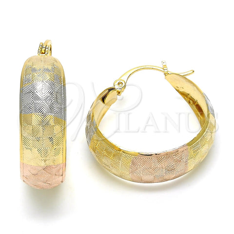 Argolla Mediana 02.106.0014.1.30 Oro Laminado, Pulido, Tres Tonos