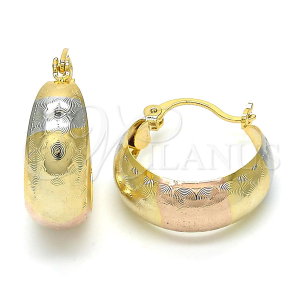 Argolla Pequeña 02.106.0016.1.20 Oro Laminado, Pulido, Tres Tonos