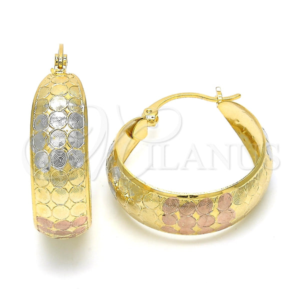 Argolla Mediana 02.106.0016.1.30 Oro Laminado, Pulido, Tres Tonos