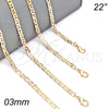 Gargantilla Basica 04.213.0133.22 Oro Laminado, Diseño de Mariner, Pulido, Tono Dorado (0.60 Gauge, 03 MM Thickness, 22 Inches Length)