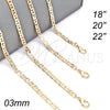 Gargantilla Basica 04.213.0133.22 Oro Laminado, Diseño de Mariner, Pulido, Tono Dorado (0.60 Gauge, 03 MM Thickness, 22 Inches Length)