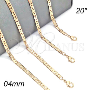 Gargantilla Basica 04.213.0134.20 Oro Laminado, Diseño de Mariner, Pulido, Tono Dorado (0.80 Gauge, 04 MM Thickness, 20 Inches Length)