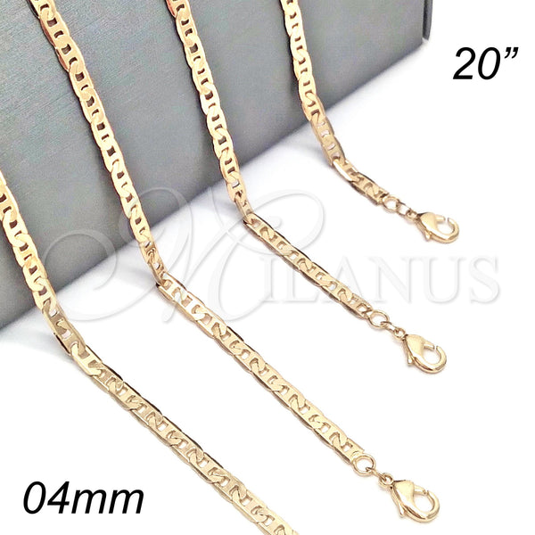 Gargantilla Basica 04.213.0134.20 Oro Laminado, Diseño de Mariner, Pulido, Tono Dorado (0.80 Gauge, 04 MM Thickness, 20 Inches Length)