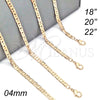 Gargantilla Basica 04.213.0134.20 Oro Laminado, Diseño de Mariner, Pulido, Tono Dorado (0.80 Gauge, 04 MM Thickness, 20 Inches Length)
