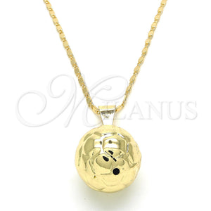 Collares con Dije 04.163.0005.20 Oro Laminado, Diseño de Bola, Pulido, Tono Dorado (02 MM Thickness, 20 Inches Length)