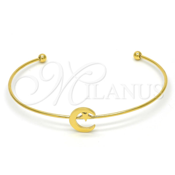 Aro Individual 07.265.0015 Acero Inoxidable, Diseño de Luna y Estrella, Pulido, Tono Dorado (01 MM Thickness, One size fits all)