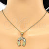 Dije Religioso 05.253.0043 Oro Laminado, Diseño de Elefante y Búho, con Granate Zirconia Cubica, Pulido, Tono Dorado