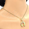 Dije Religioso 05.253.0043 Oro Laminado, Diseño de Elefante y Búho, con Granate Zirconia Cubica, Pulido, Tono Dorado