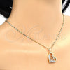 Collares con Dije 04.195.0013.20 Oro Laminado, Diseño de Corazón y Arco, con Blanca Zirconia Cubica, Pulido, Tono Dorado (02 MM Thickness, 20 Inches Length)