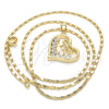 Collares con Dije 04.195.0013.20 Oro Laminado, Diseño de Corazón y Arco, con Blanca Zirconia Cubica, Pulido, Tono Dorado (02 MM Thickness, 20 Inches Length)