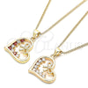 Collares con Dije 04.195.0013.20 Oro Laminado, Diseño de Corazón y Arco, con Blanca Zirconia Cubica, Pulido, Tono Dorado (02 MM Thickness, 20 Inches Length)