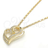 Collares con Dije 04.195.0023.20 Oro Laminado, Diseño de Corazón, con Blanca Micro Pave, Pulido, Tono Dorado (02 MM Thickness, 20 Inches Length)