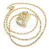 Collares con Dije 04.195.0023.20 Oro Laminado, Diseño de Corazón, con Blanca Micro Pave, Pulido, Tono Dorado (02 MM Thickness, 20 Inches Length)