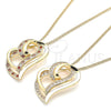 Collares con Dije 04.195.0023.20 Oro Laminado, Diseño de Corazón, con Blanca Micro Pave, Pulido, Tono Dorado (02 MM Thickness, 20 Inches Length)